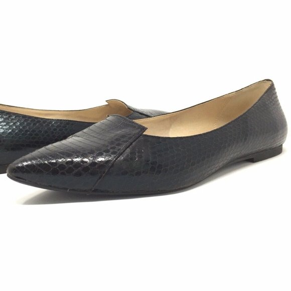 Callisto Cali Black Croc Emboss Pointed Toe Loafer - Picture 3 of 8